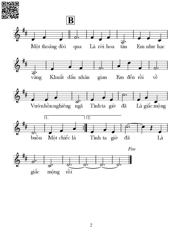 Page 2 of Sheet music PDF Giấc mộng buồn - Lê Tín Hương