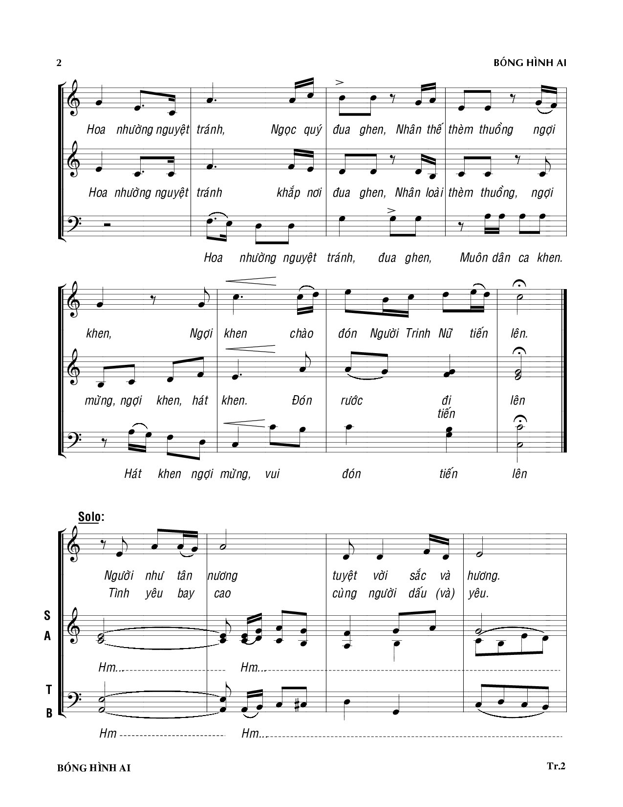 Page 2 of Sheet music PDF Bóng hình ai - Viết Chung