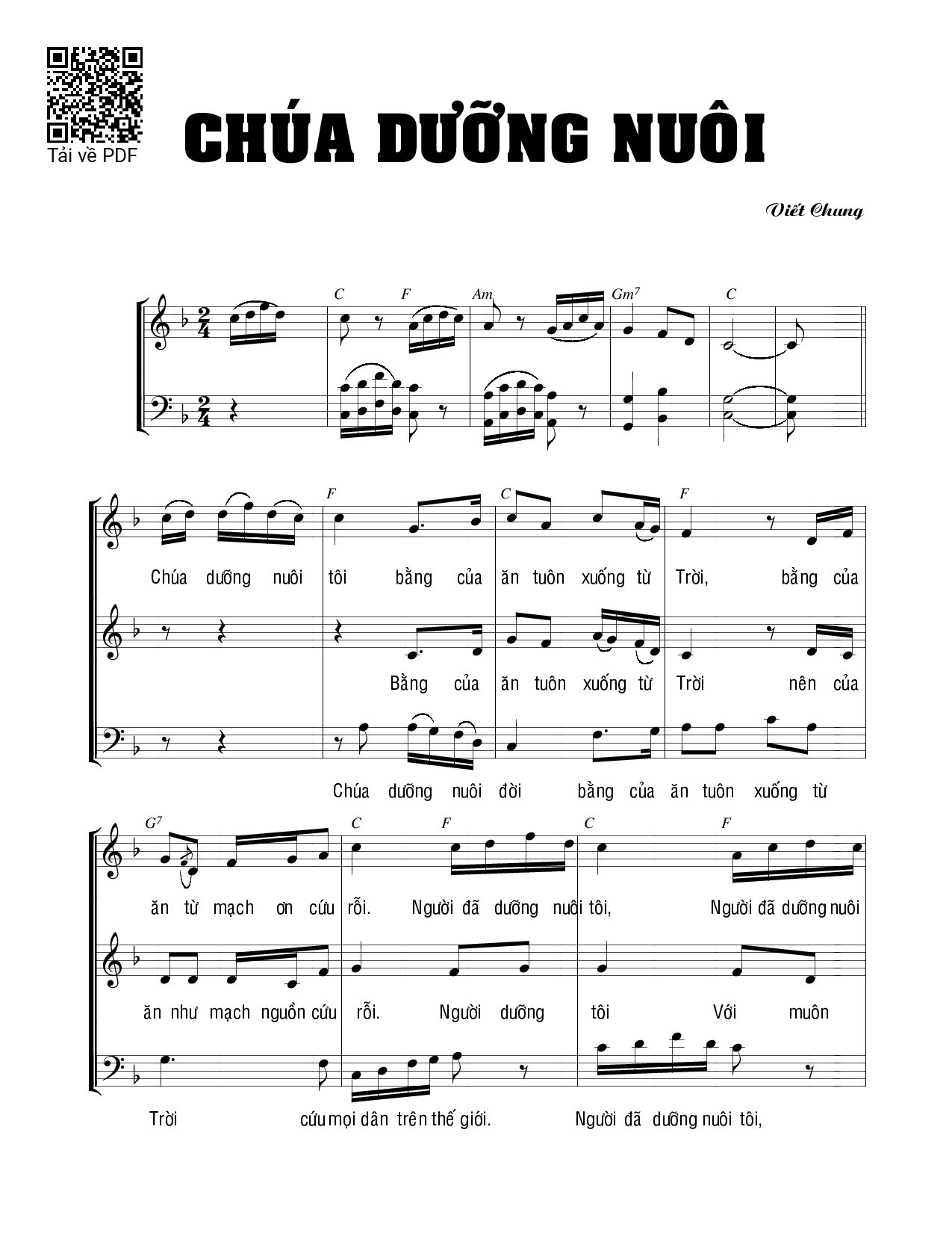 Page 1 of Sheet music PDF Chúa dưỡng nuôi - Viết Chung