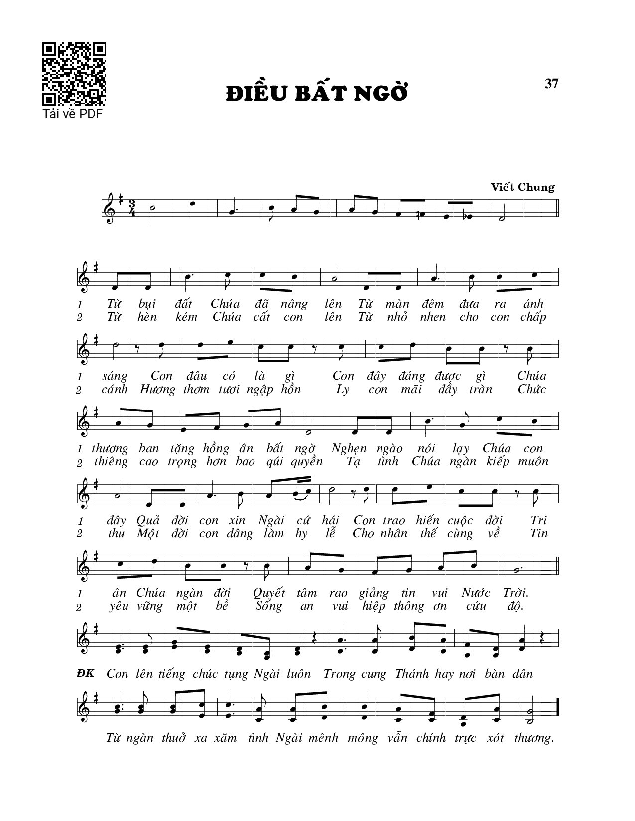 Page 1 of Sheet music PDF Điều bất ngờ - Viết Chung
