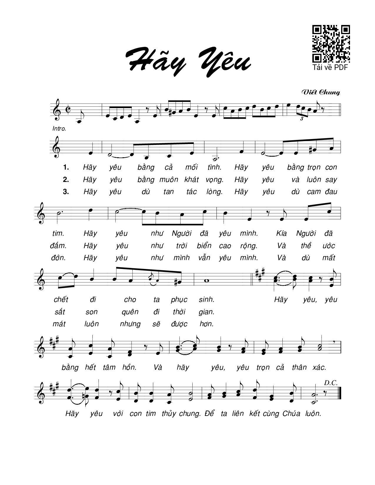 Page 1 of Sheet music PDF Hãy yêu - Viết Chung
