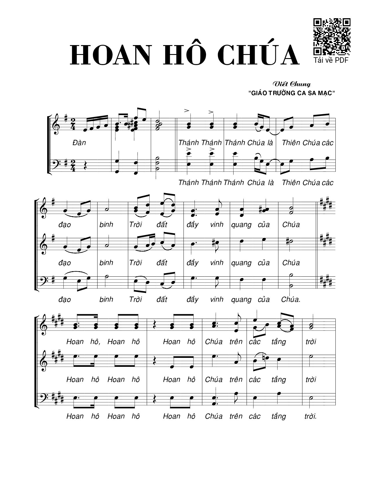 Page 1 of Sheet music PDF Hoan hô Chúa - Viết Chung