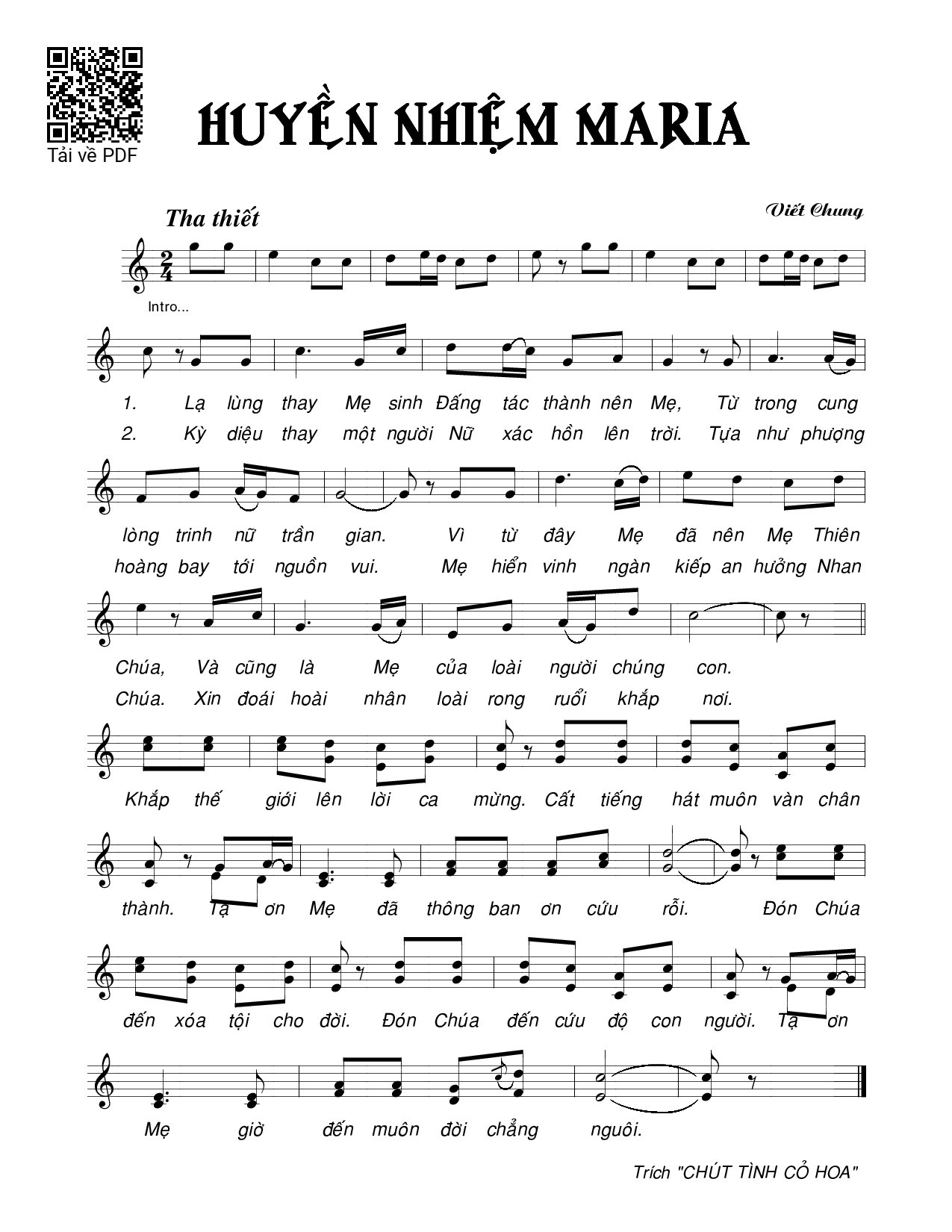 Page 1 of Sheet music PDF Huyền nhiệm Maria - Viết Chung