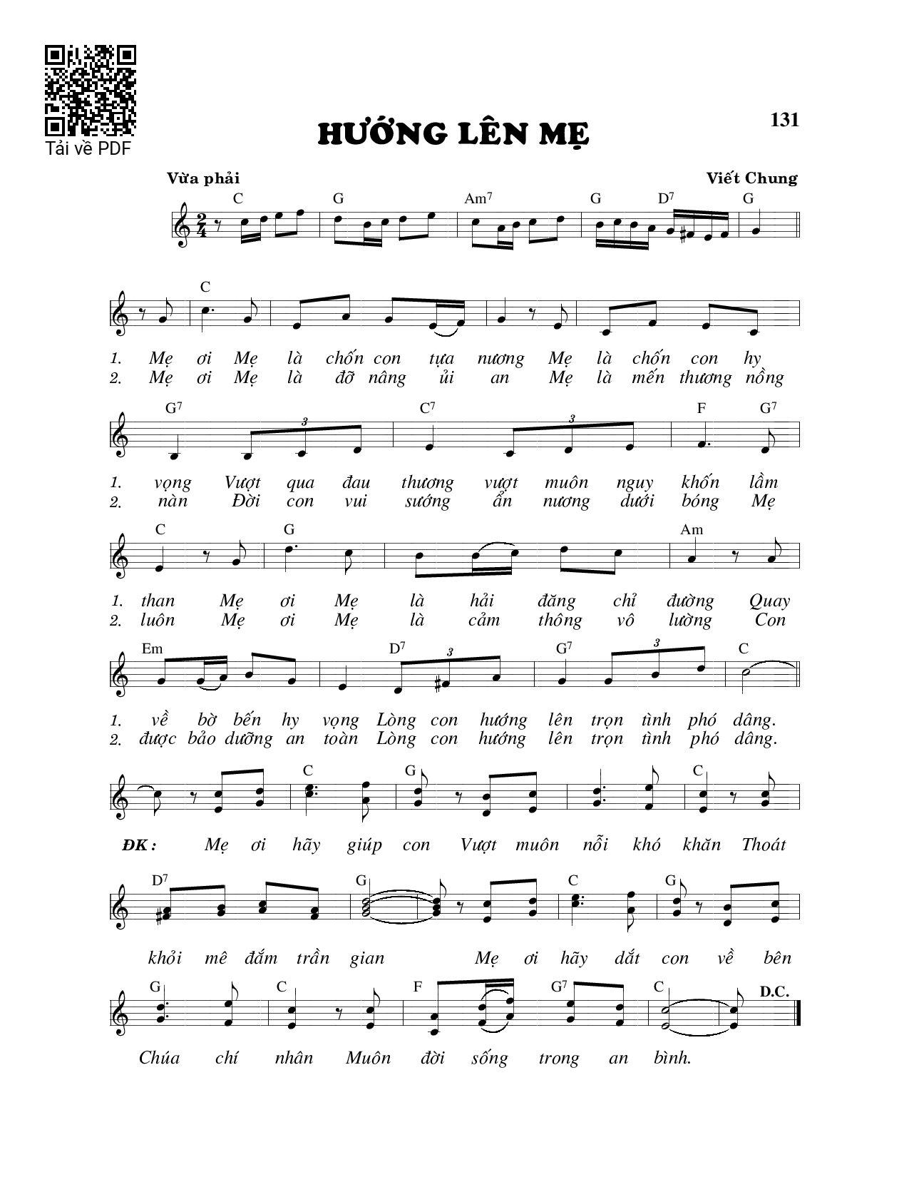 Sheet PDF of Hướng lên Mẹ