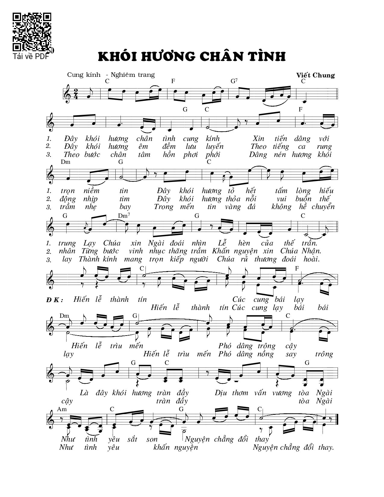 Page 1 of Sheet music PDF Khói hương chân tình - Viết Chung
