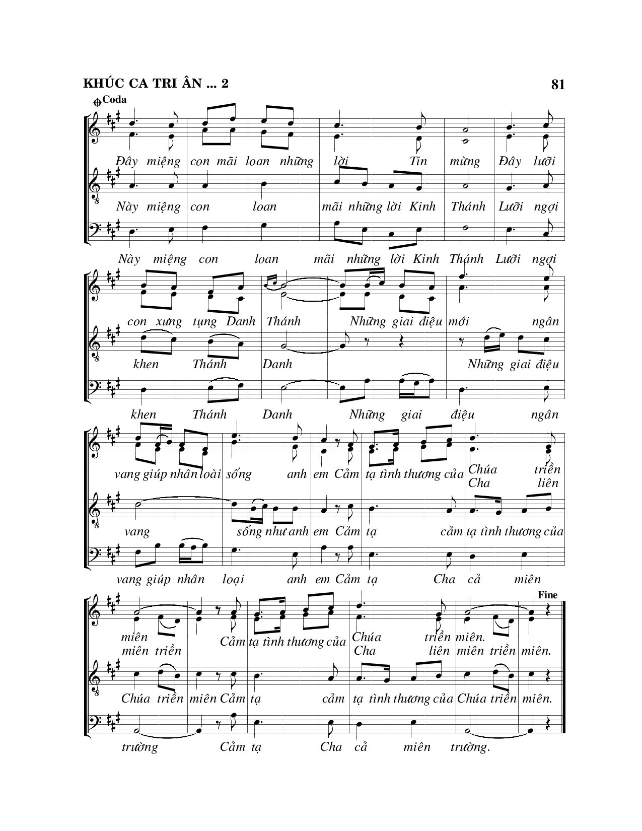 Page 2 of Sheet music PDF Khúc ca tri ân cảm tạ - Viết Chung