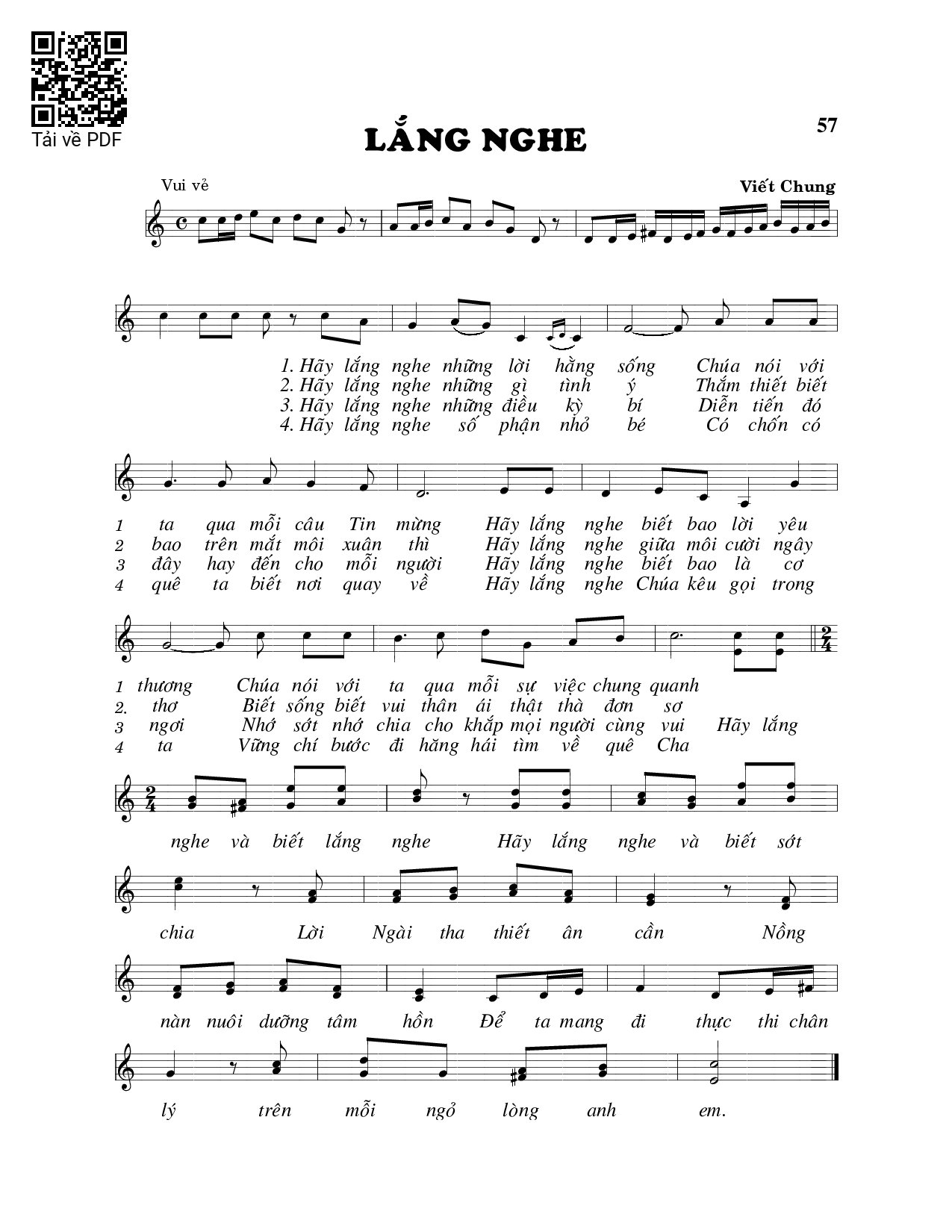 Sheet PDF of Lắng nghe - Viết Chung