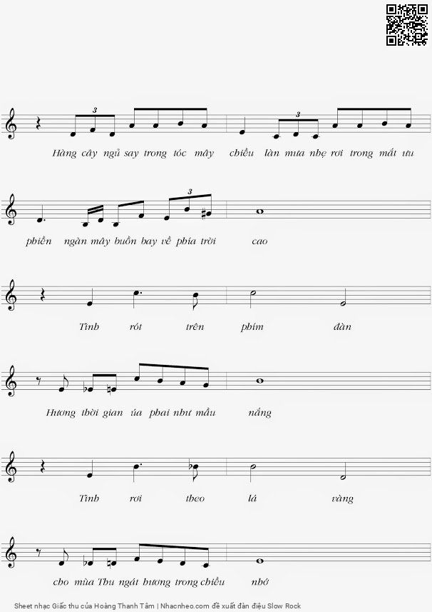 Page 2 of Sheet music PDF Giấc thu - Hoàng Thanh Tâm