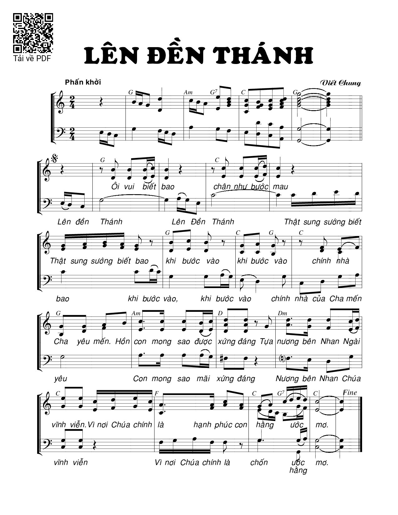 Page 1 of Sheet music PDF Lên đền thánh - Viết Chung