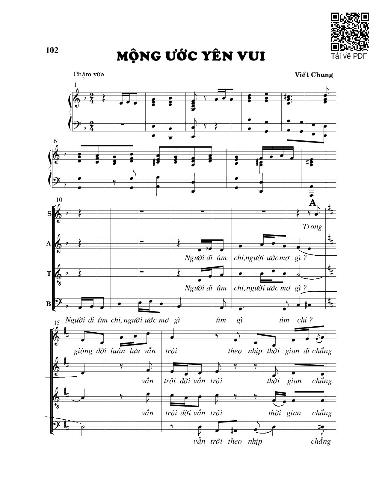 Sheet PDF of Mộng ước yên vui