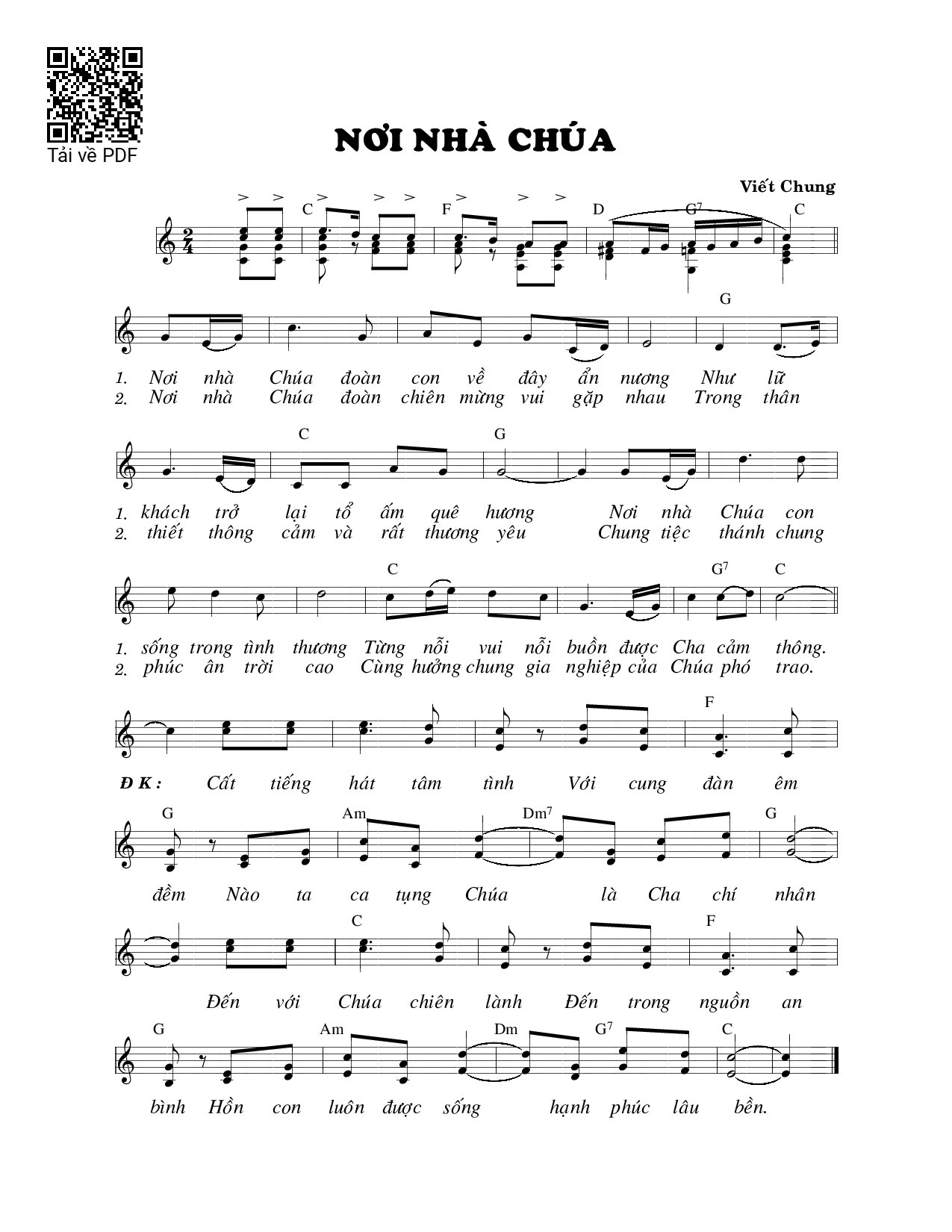 Page 1 of Sheet music PDF Nơi nhà Chúa - Viết Chung