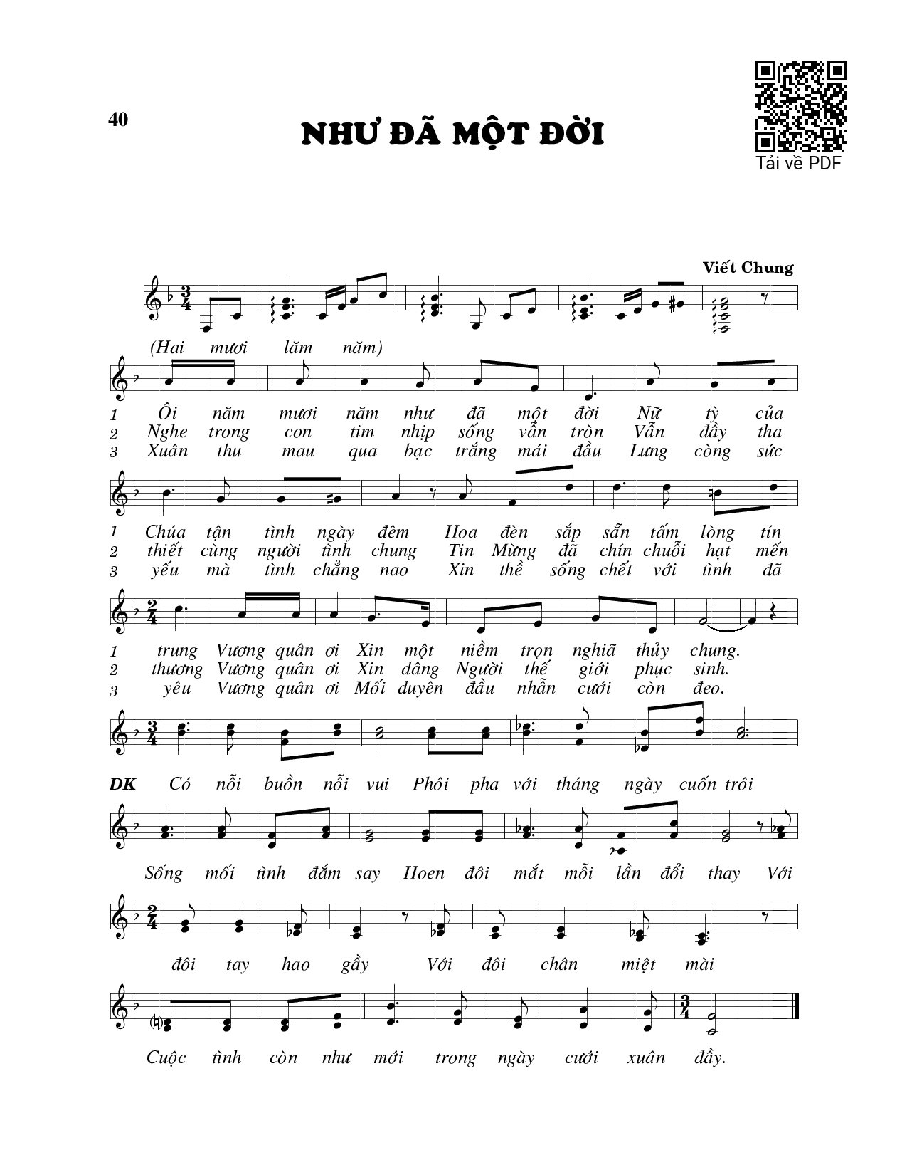 Sheet PDF of Như đã một đời