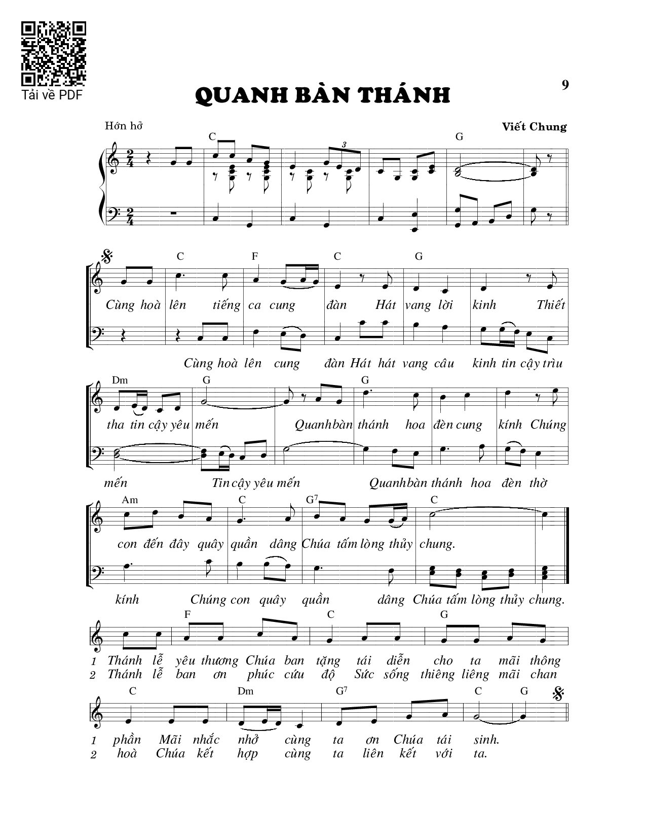 Page 1 of Sheet music PDF Quanh bàn thánh - Viết Chung