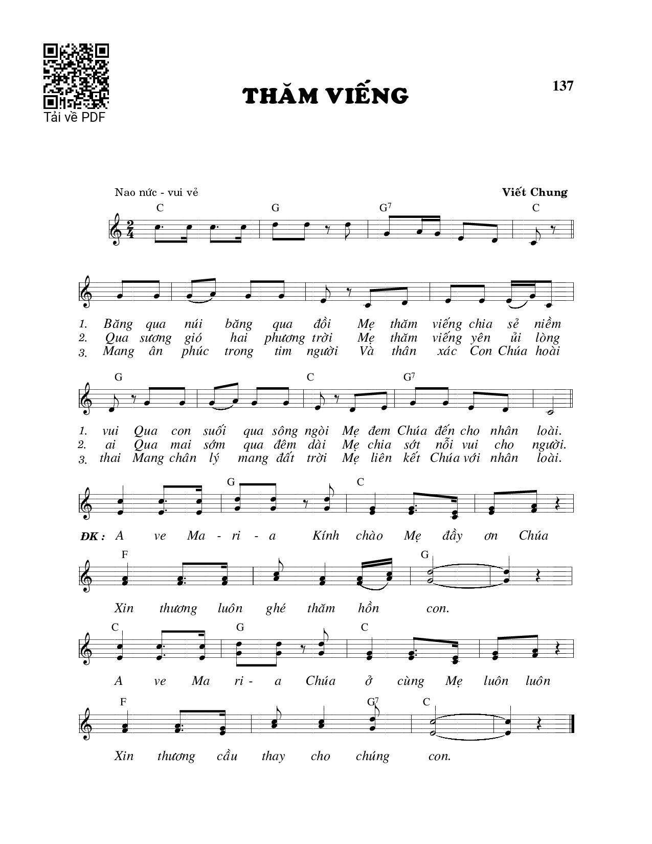 Page 1 of Sheet music PDF Thăm viếng - Viết Chung