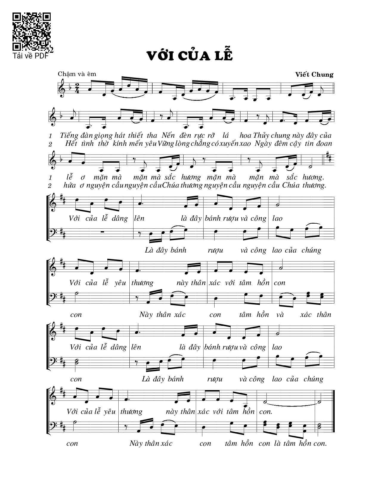 Sheet PDF of Với của lễ