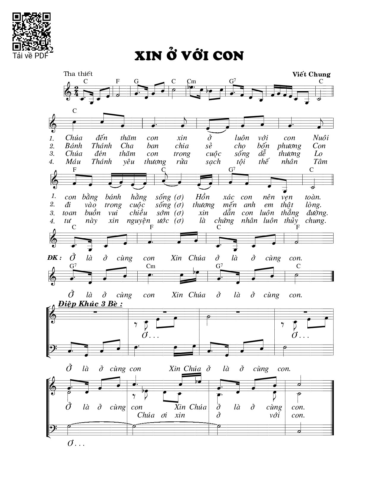 Page 1 of Sheet music PDF Xin ở với con - Viết Chung