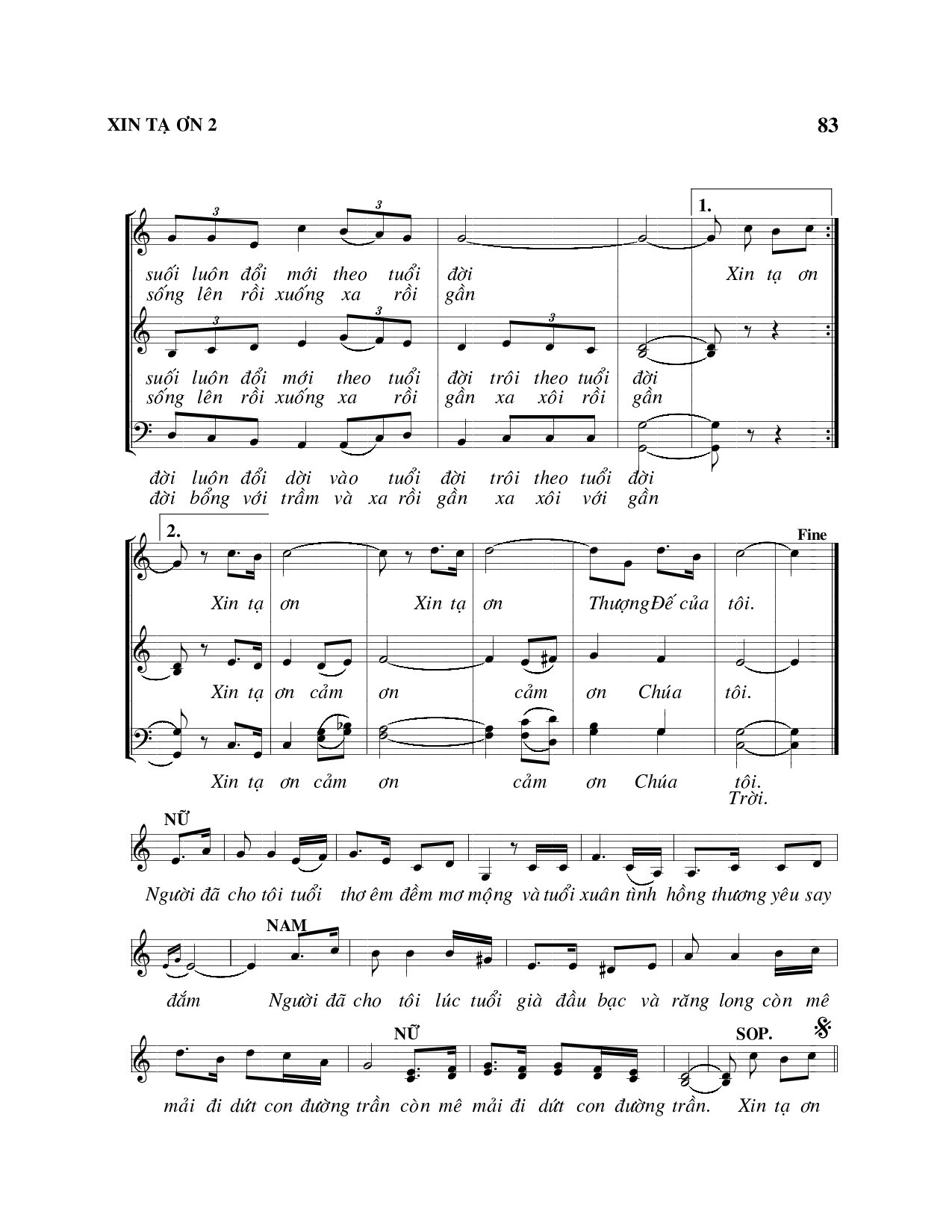 Page 2 of Sheet music PDF Xin tạ ơn - Viết Chung