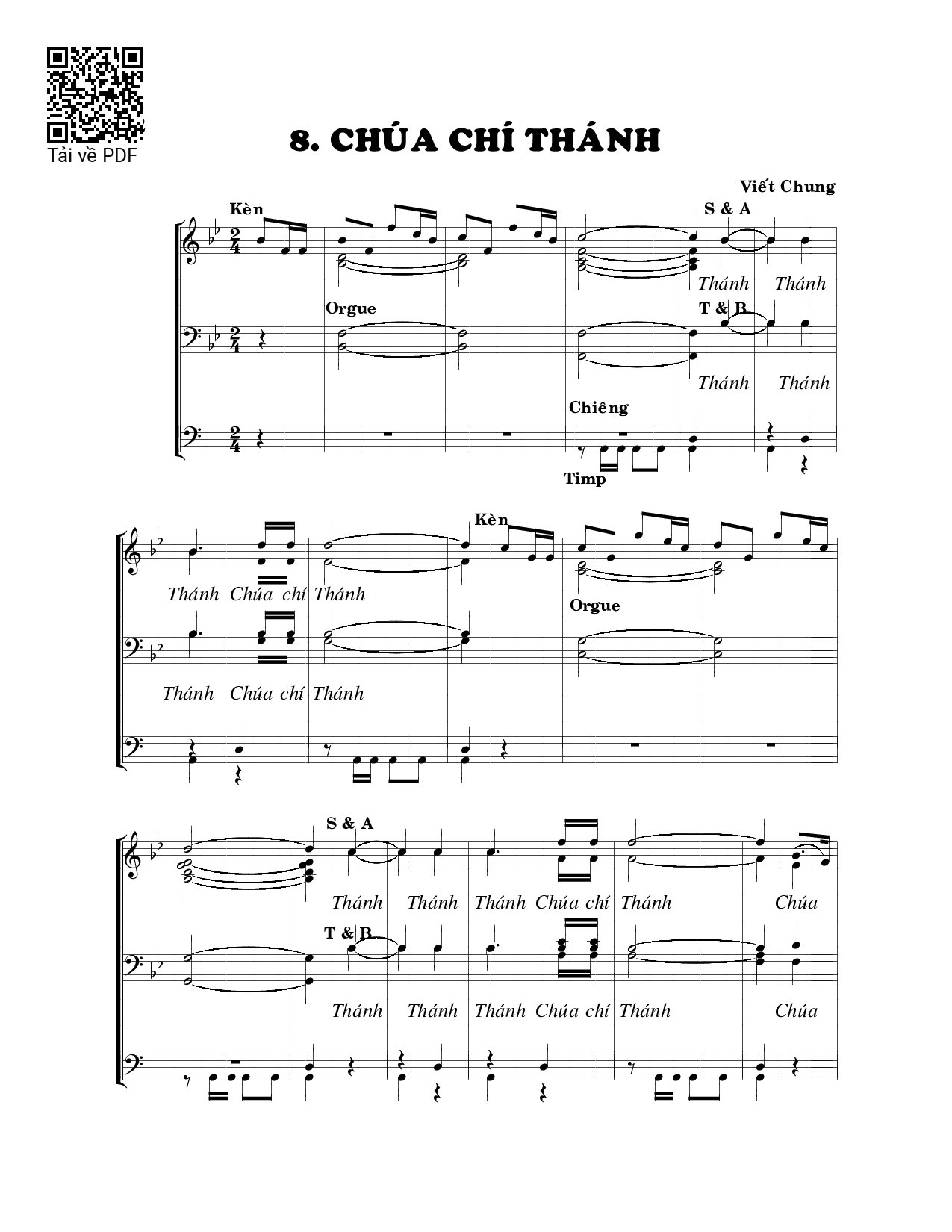 Page 1 of Sheet music PDF Chúa chí Thánh - Viết Chung