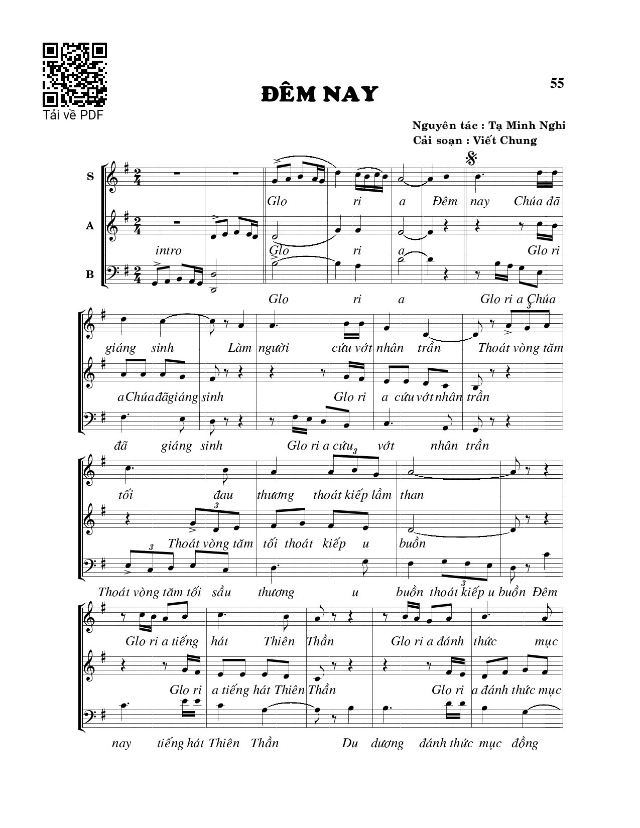 Page 1 of Sheet music PDF Đêm nay - Viết Chung