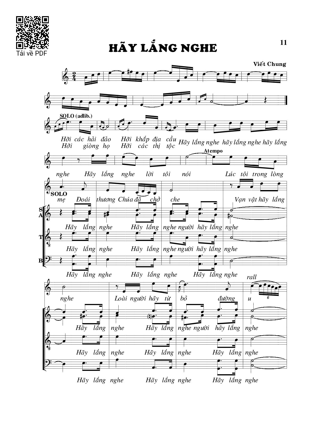 Sheet PDF of Hãy lắng nghe