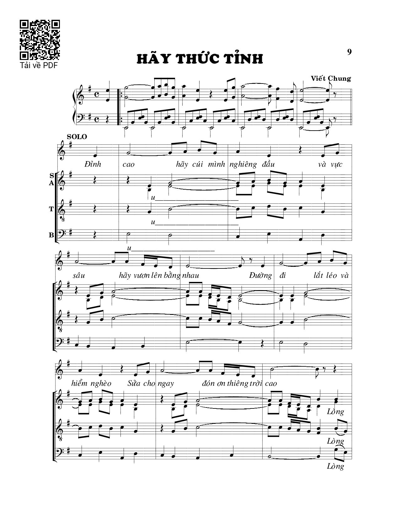 Page 1 of Sheet music PDF Hãy thức tỉnh - Viết Chung