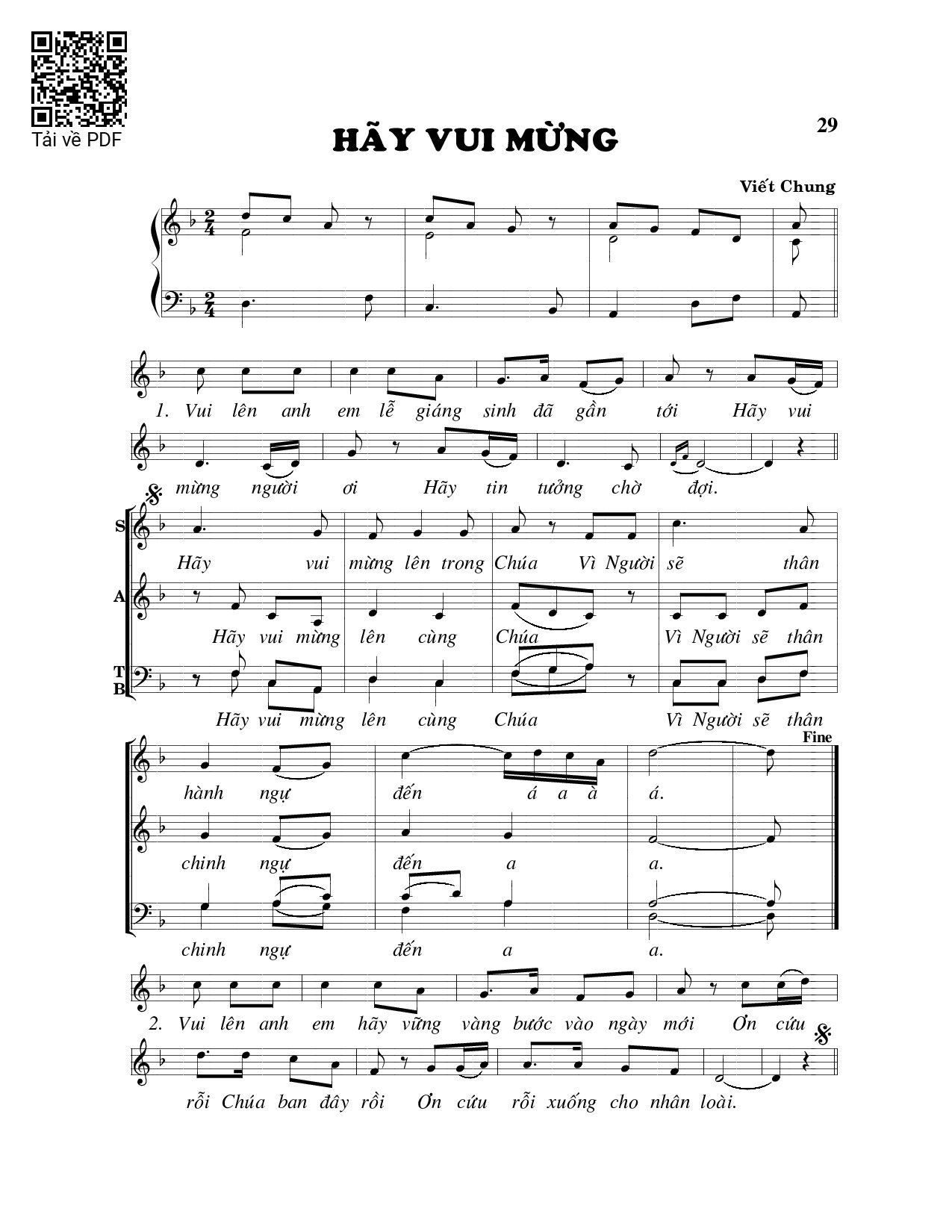Page 1 of Sheet music PDF Hãy vui mừng - Viết Chung