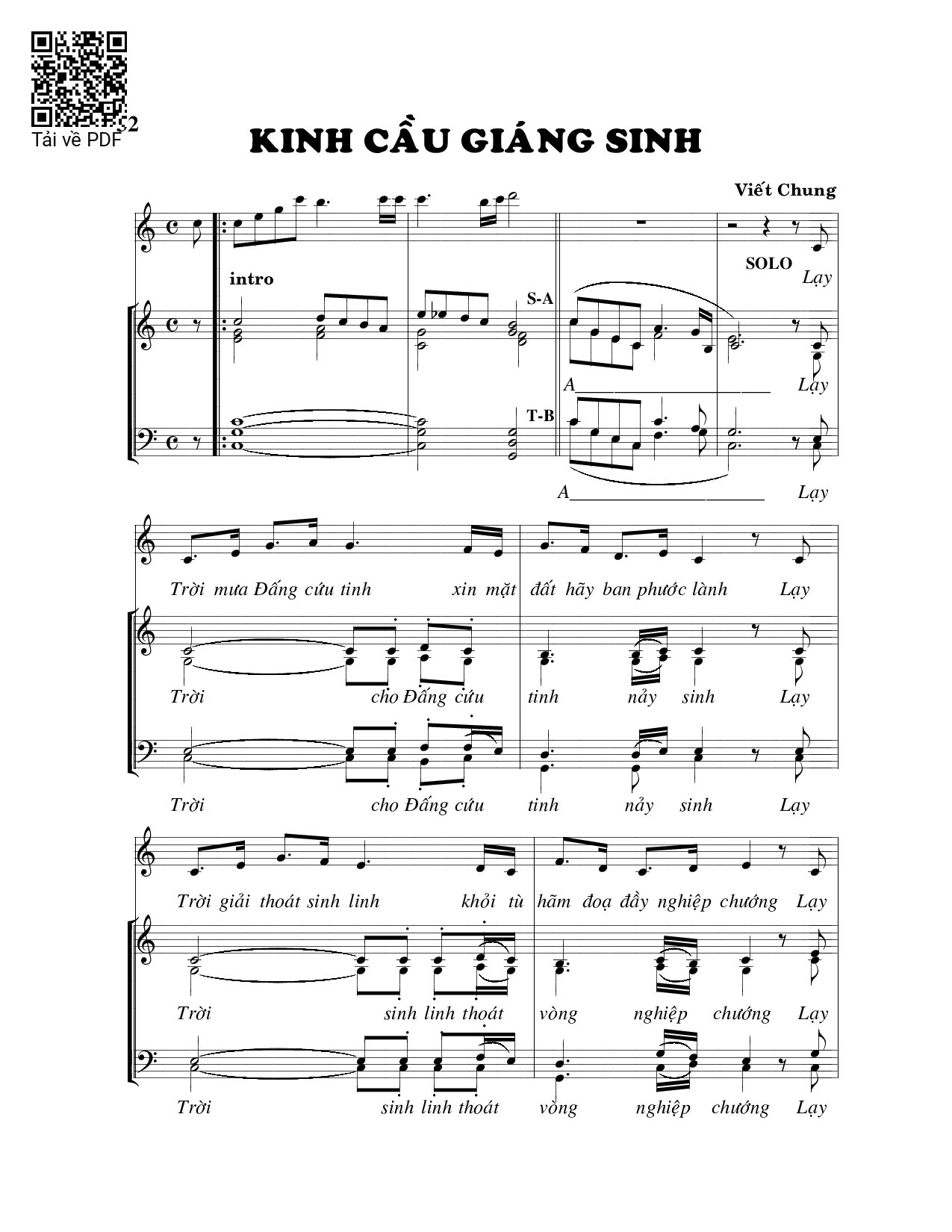 Sheet PDF of Kinh cầu giáng sinh