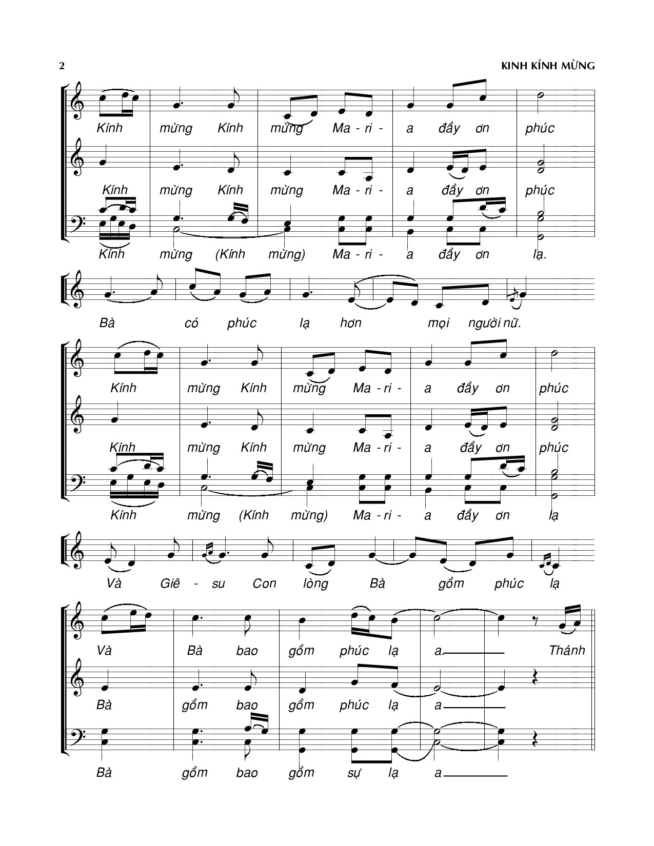 Page 2 of Sheet music PDF Kinh kính mừng - Viết Chung