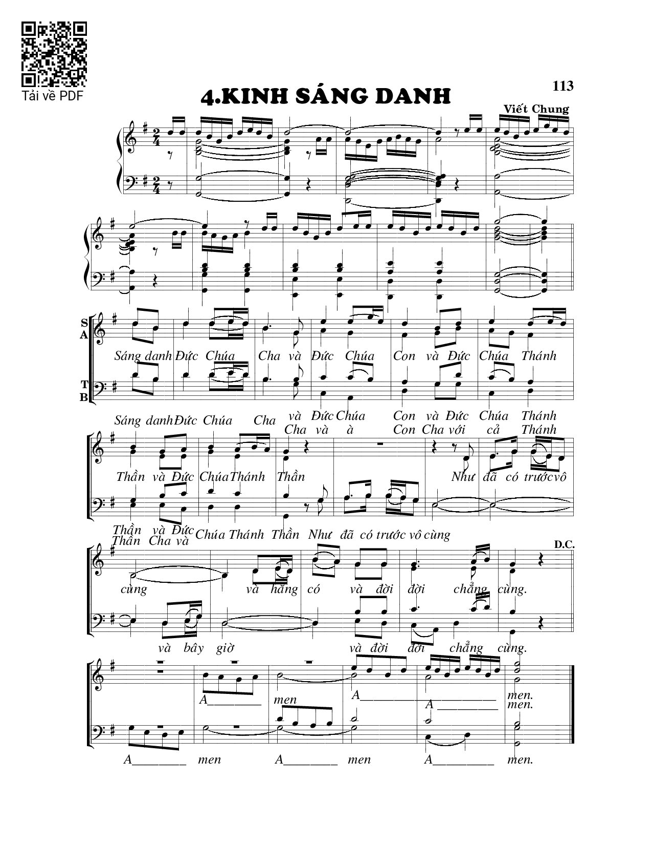 Sheet PDF of Kinh sáng danh
