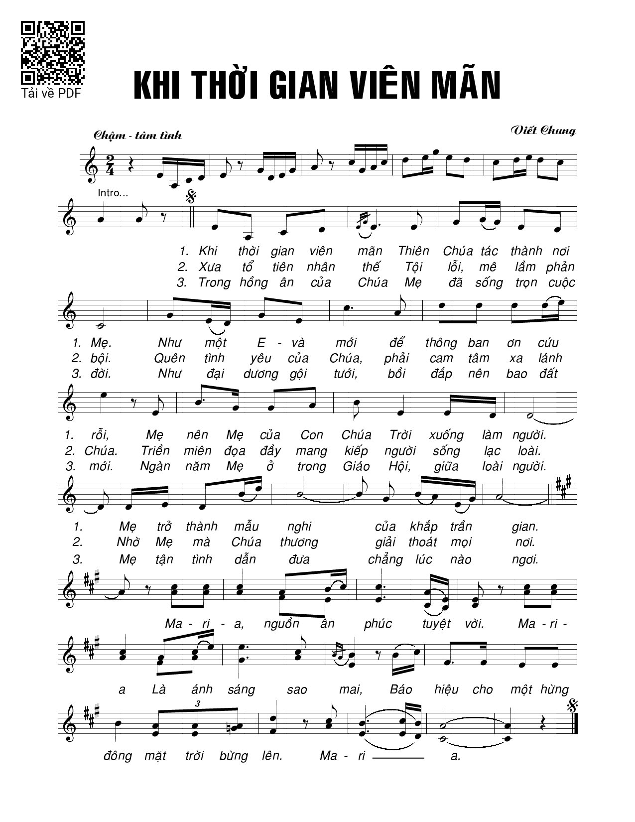 Sheet PDF of Khi thời gian viên mãn