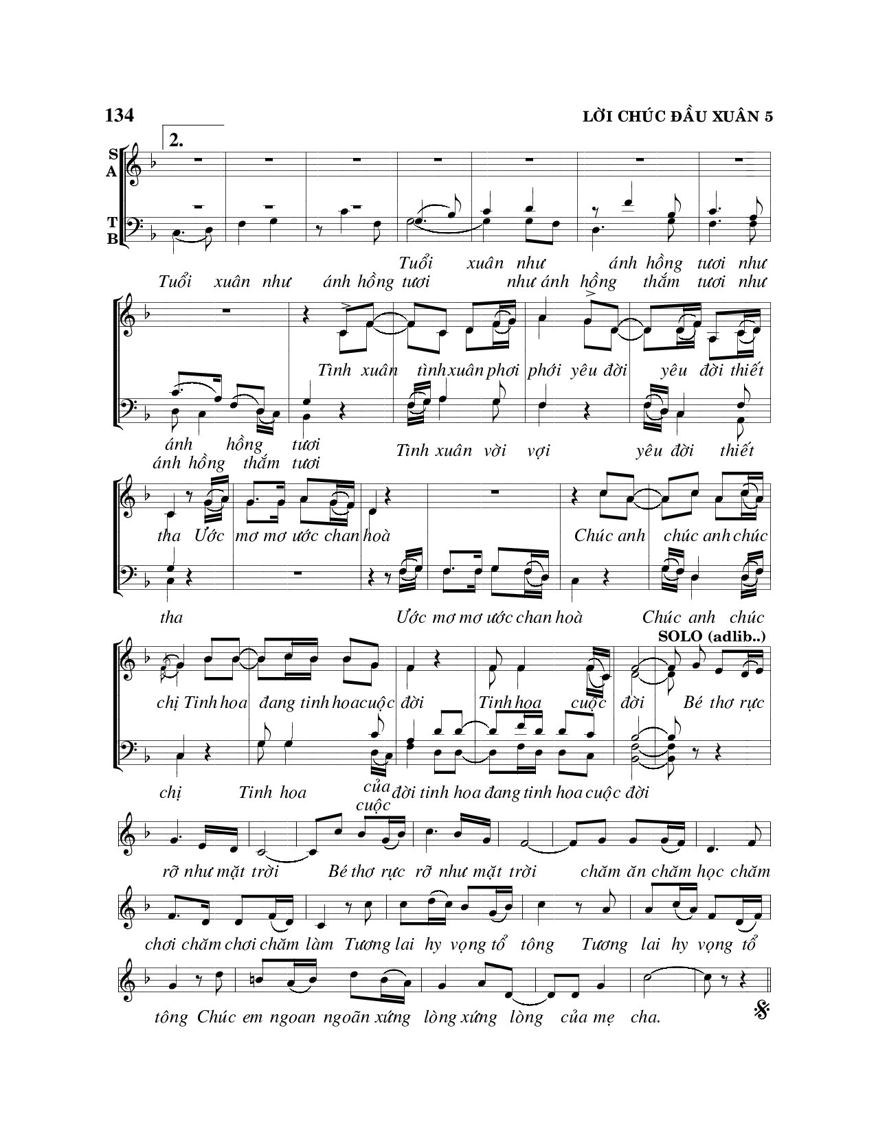 Page 5 of Sheet music PDF Lời chúc đầu xuân - Viết Chung