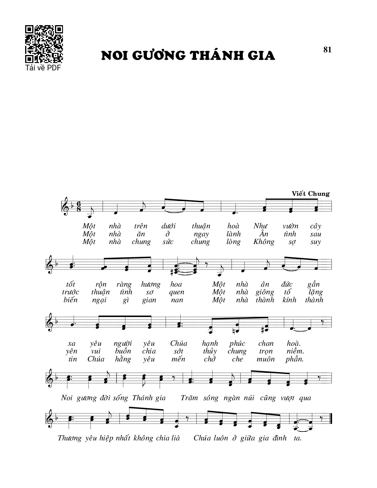 Sheet PDF of Noi gương Thánh gia