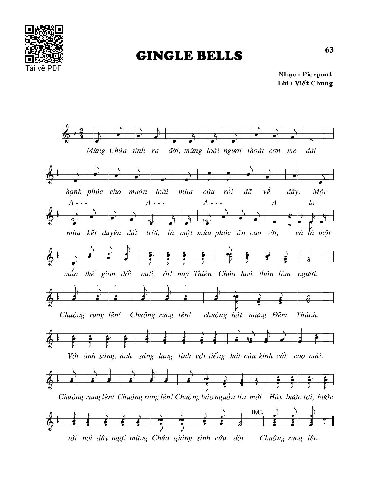 Page 1 of Sheet music PDF Single bells - Viết Chung
