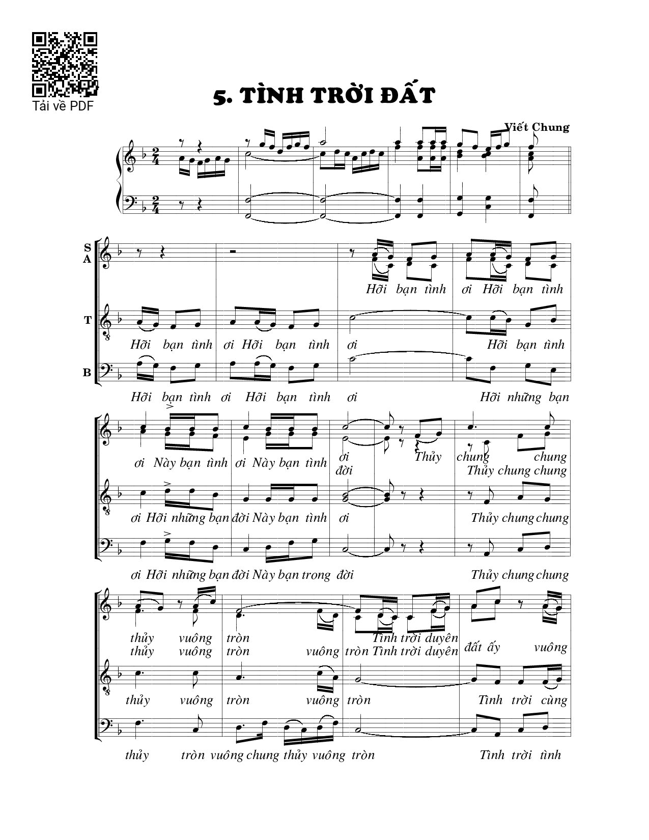 Page 1 of Sheet music PDF Tình trời đất - Viết Chung