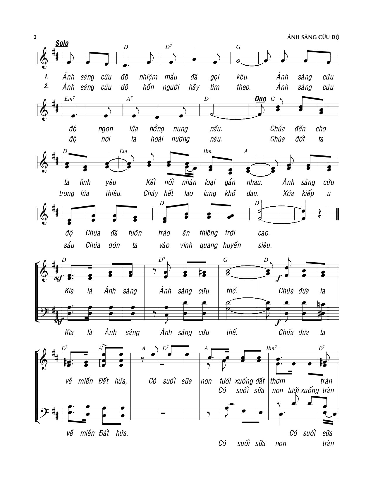 Page 2 of Sheet music PDF Ánh sáng cứu độ - Viết Chung