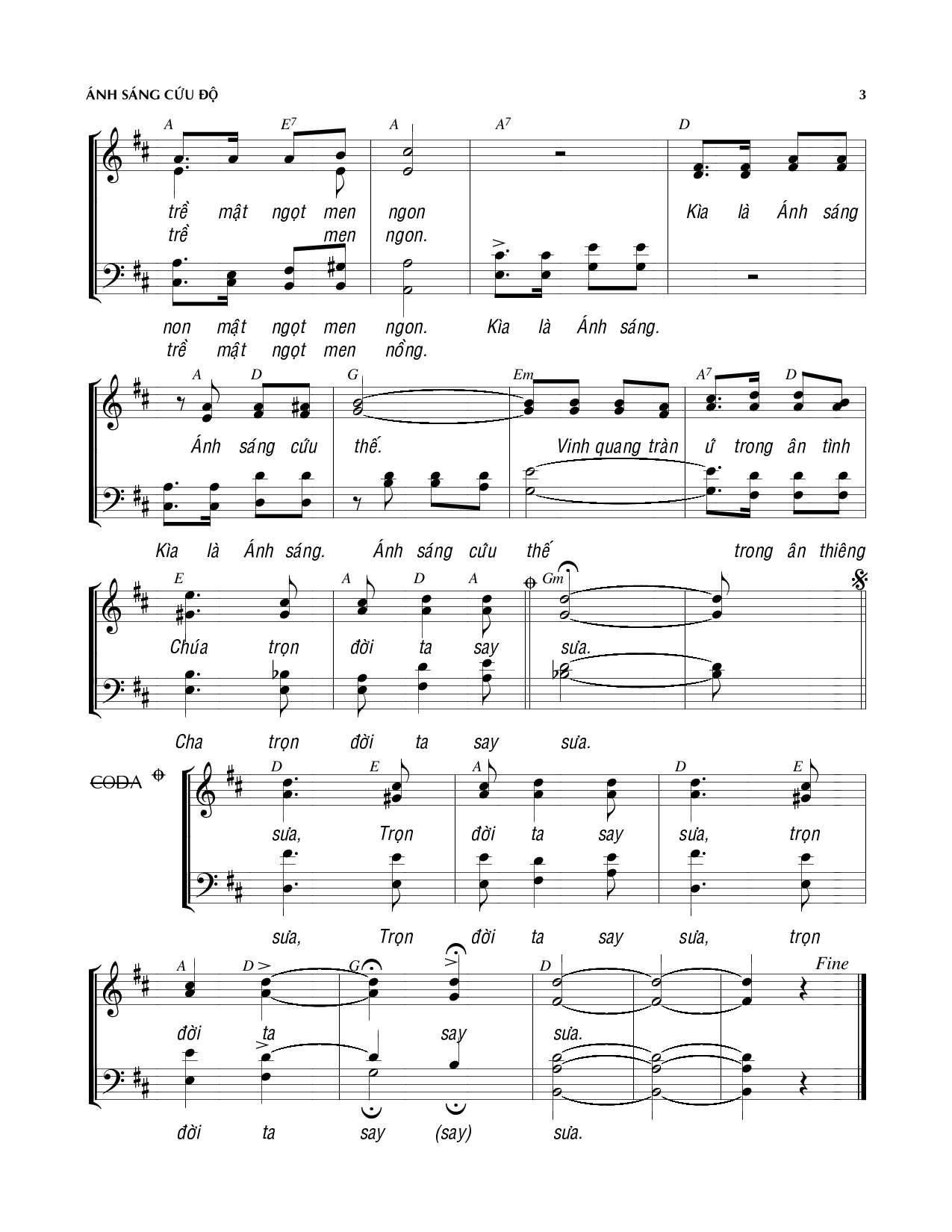 Page 3 of Sheet music PDF Ánh sáng cứu độ - Viết Chung