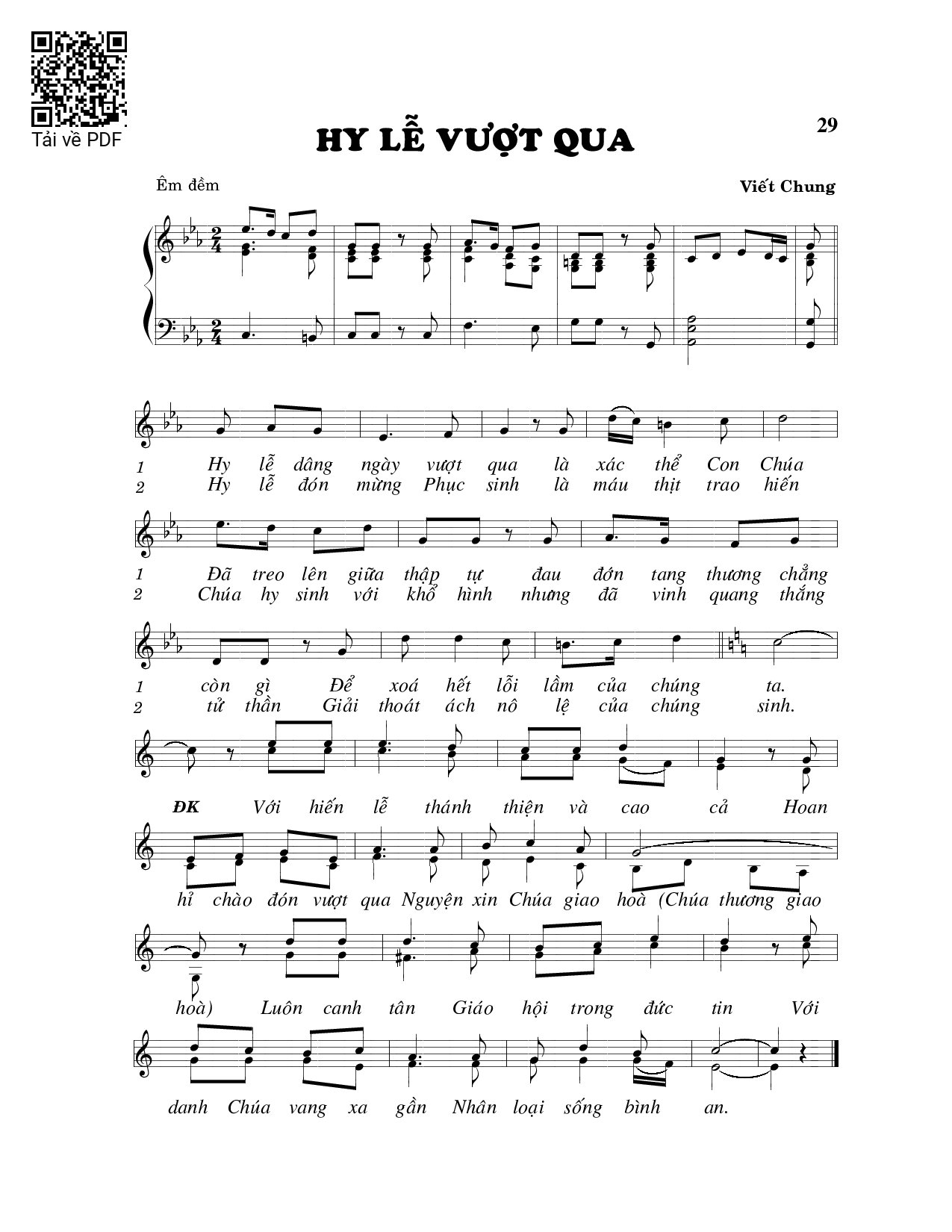 Page 1 of Sheet music PDF Hy lễ vượt qua (2 bè) - Viết Chung