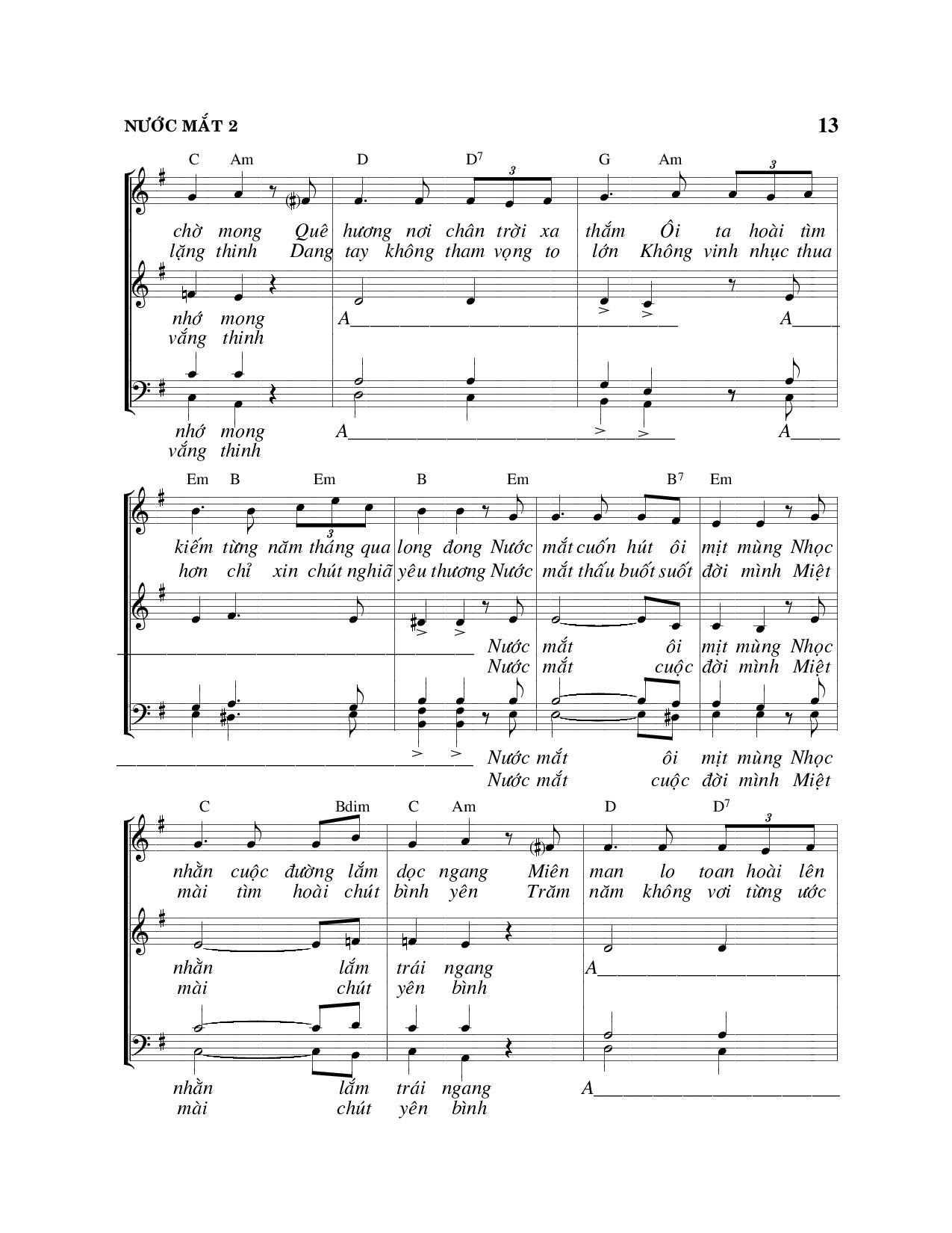 Page 2 of Sheet music PDF Nước mắt - Viết Chung