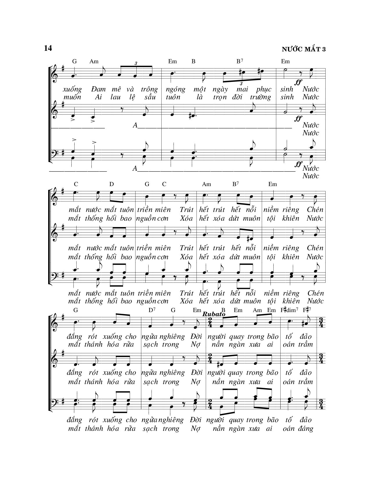 Page 3 of Sheet music PDF Nước mắt - Viết Chung