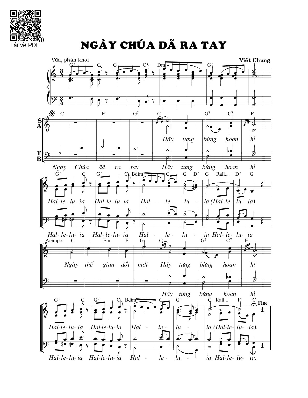 Sheet PDF of Ngày Chúa đã ra tay