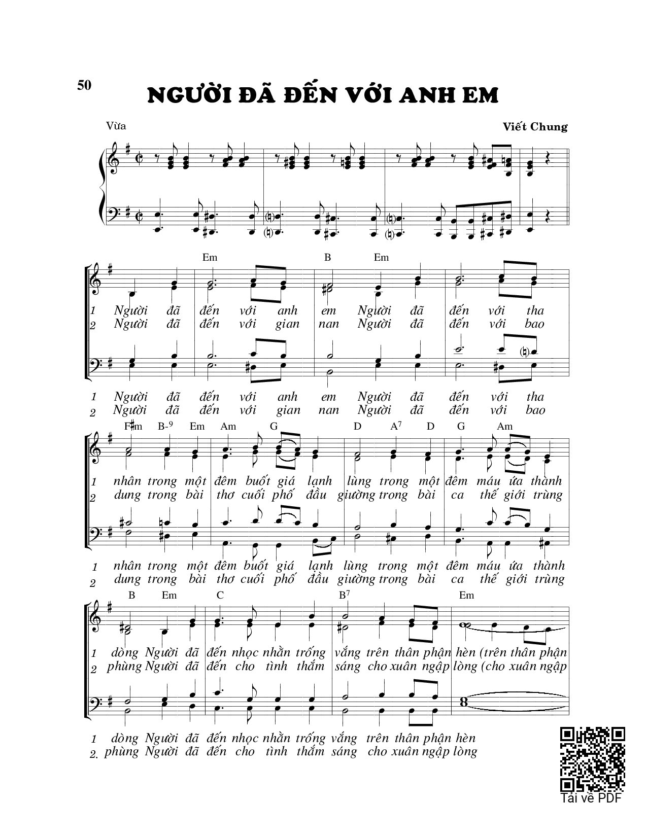 Sheet PDF of Người đã đến với anh em