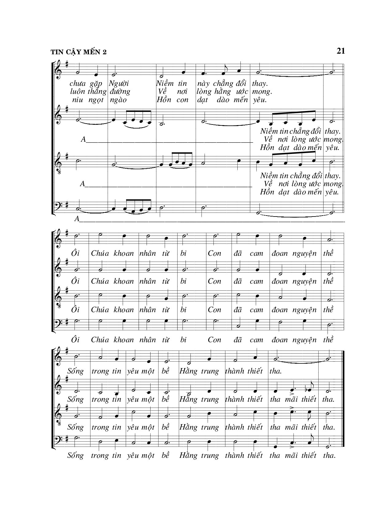 Page 2 of Sheet music PDF Tin cậy Mến - Viết Chung