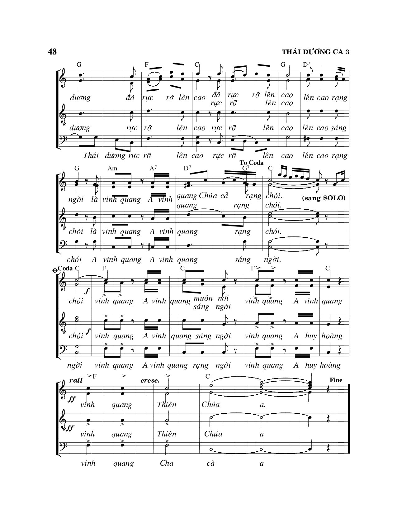 Page 3 of Sheet music PDF Thái dương ca - Viết Chung