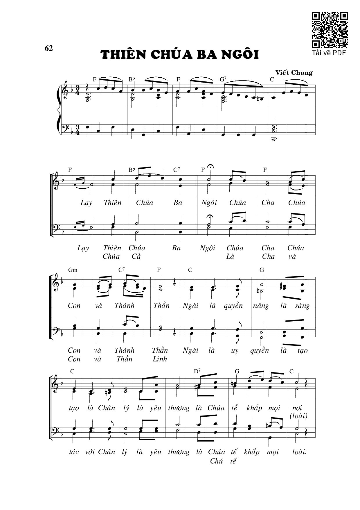Page 1 of Sheet music PDF Thiên Chúa Ba ngôi - Viết Chung