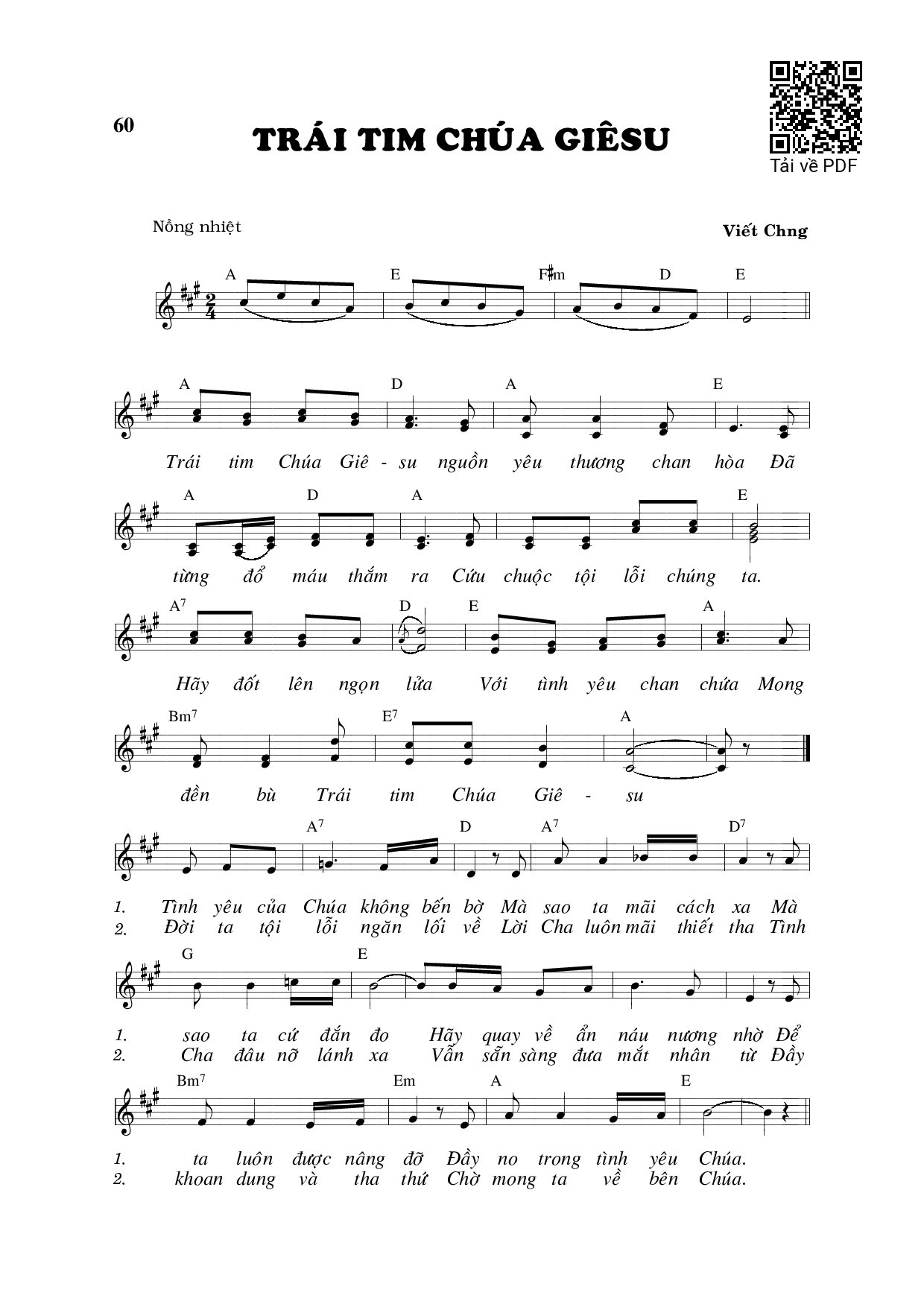 Sheet PDF of Trái tim Chúa Giêsu