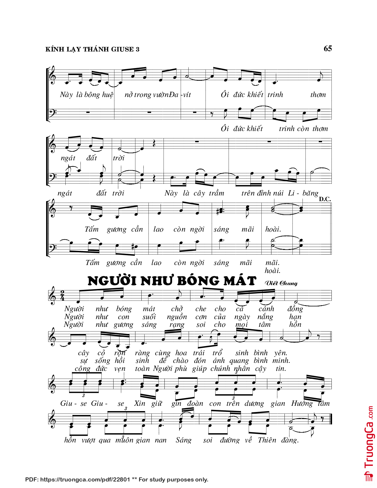 Page 3 of Sheet music PDF Kính lạy thánh Giuse - Viết Chung