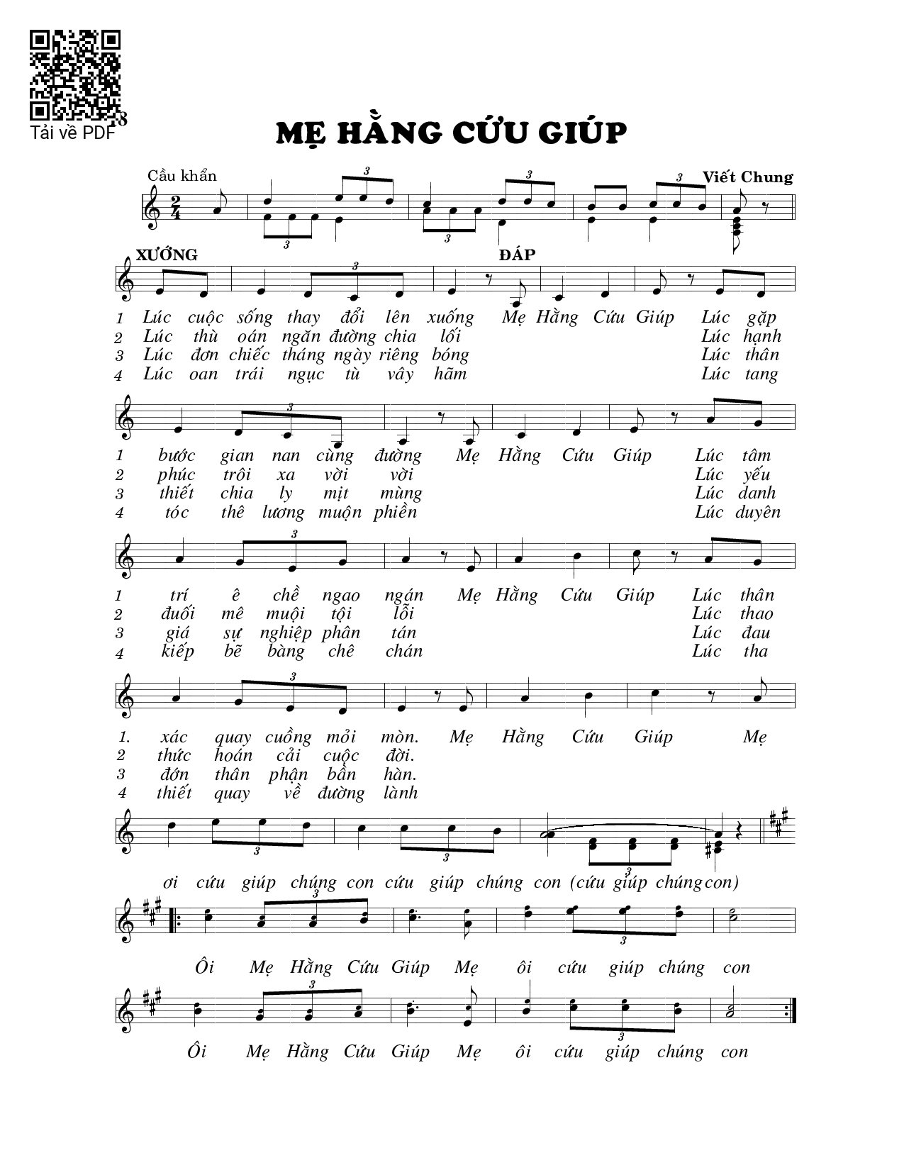 Sheet PDF of Mẹ hằng cứu giúp