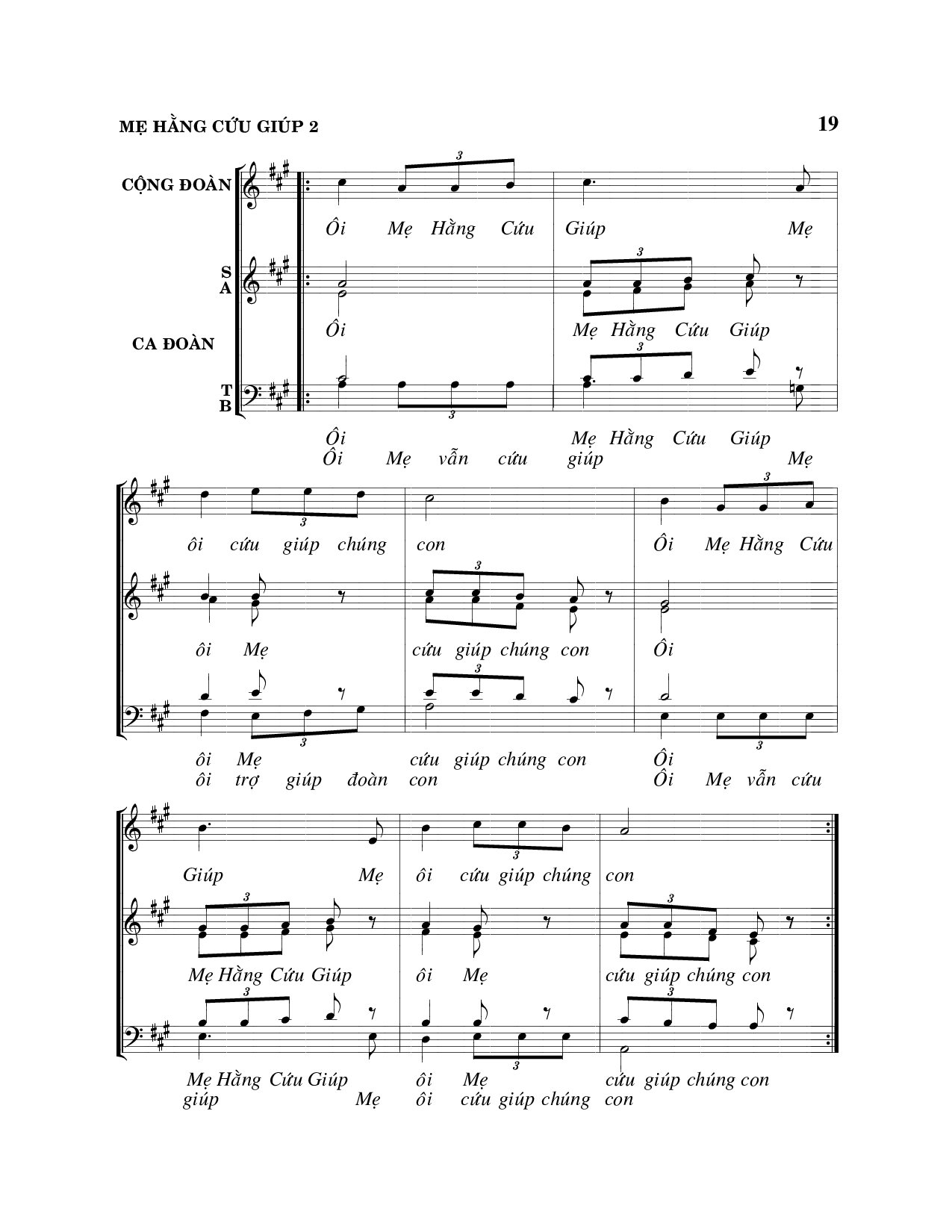 Page 2 of Sheet music PDF Mẹ hằng cứu giúp - Viết Chung