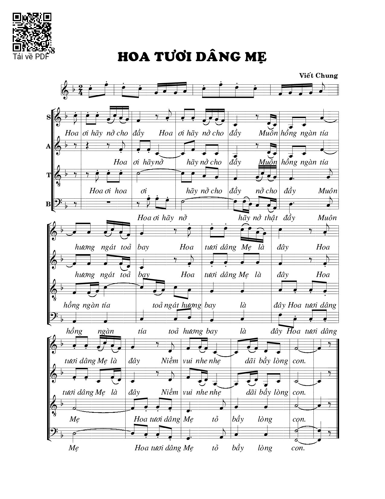 Sheet PDF of Muôn hoa đẹp tươi