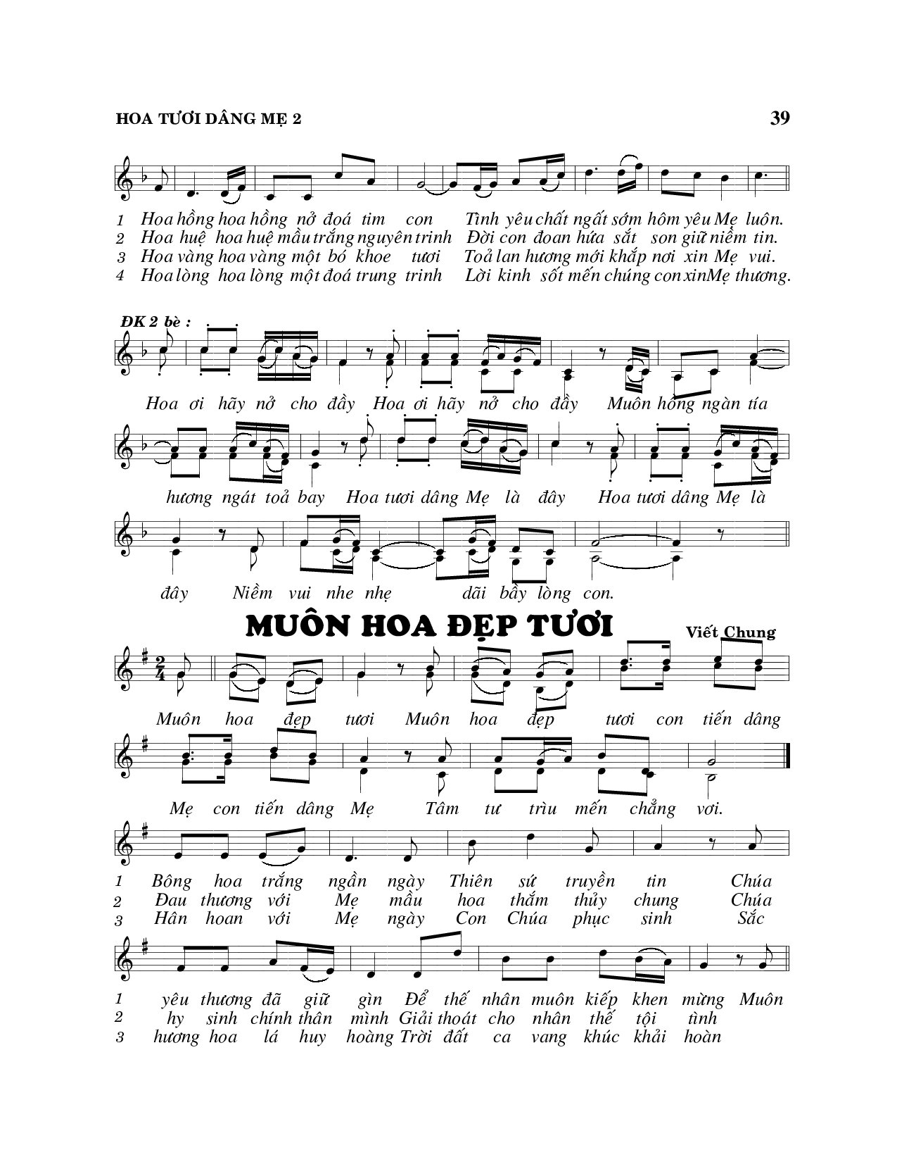 Page 2 of Sheet music PDF Muôn hoa đẹp tươi - Viết Chung